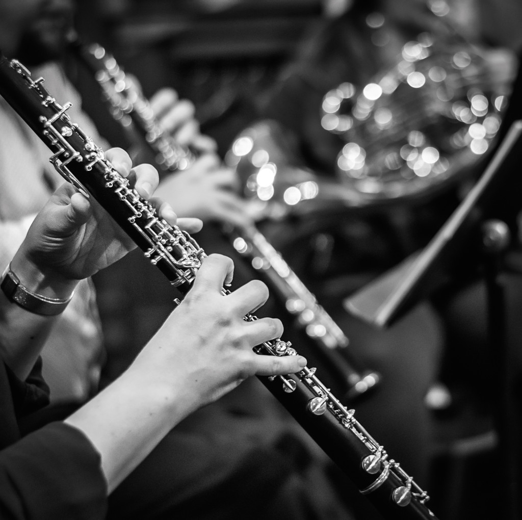 Oboist in performance during the Maryland Wind Festival in Hagerstown, Maryland
